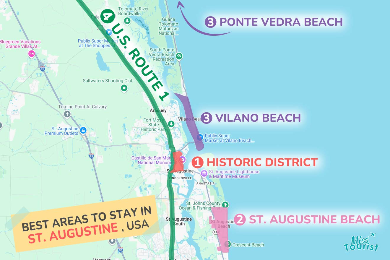 Where To Stay In St. Augustine, Fl ✔️ 4 Best Areas (2024) regarding Map Of Hotels In St Augustine Florida
