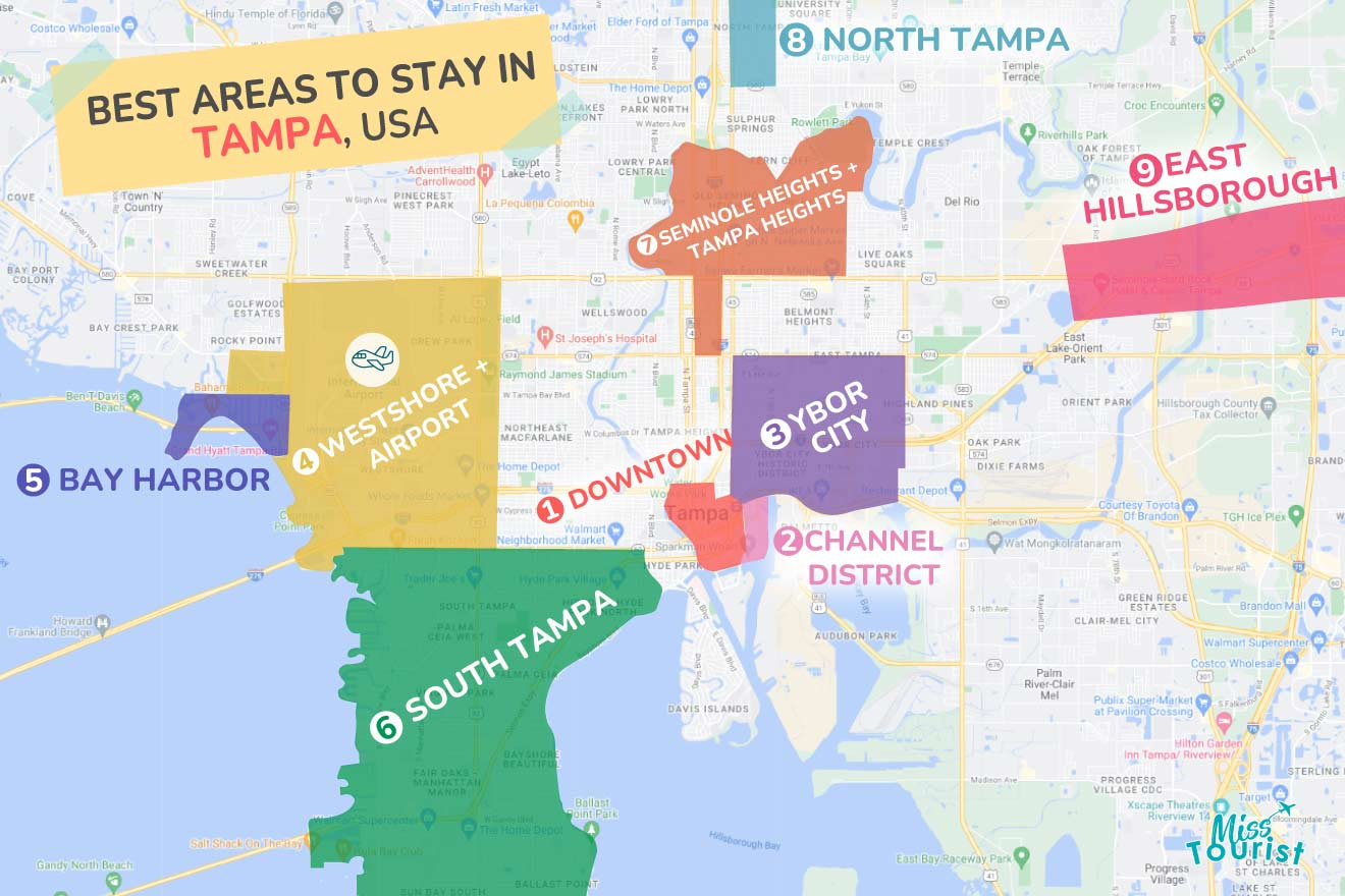Where To Stay In Tampa, Fl • 9 Top Areas (+ Hotels &amp;amp; Prices) pertaining to Map of Hotels in Tampa Florida