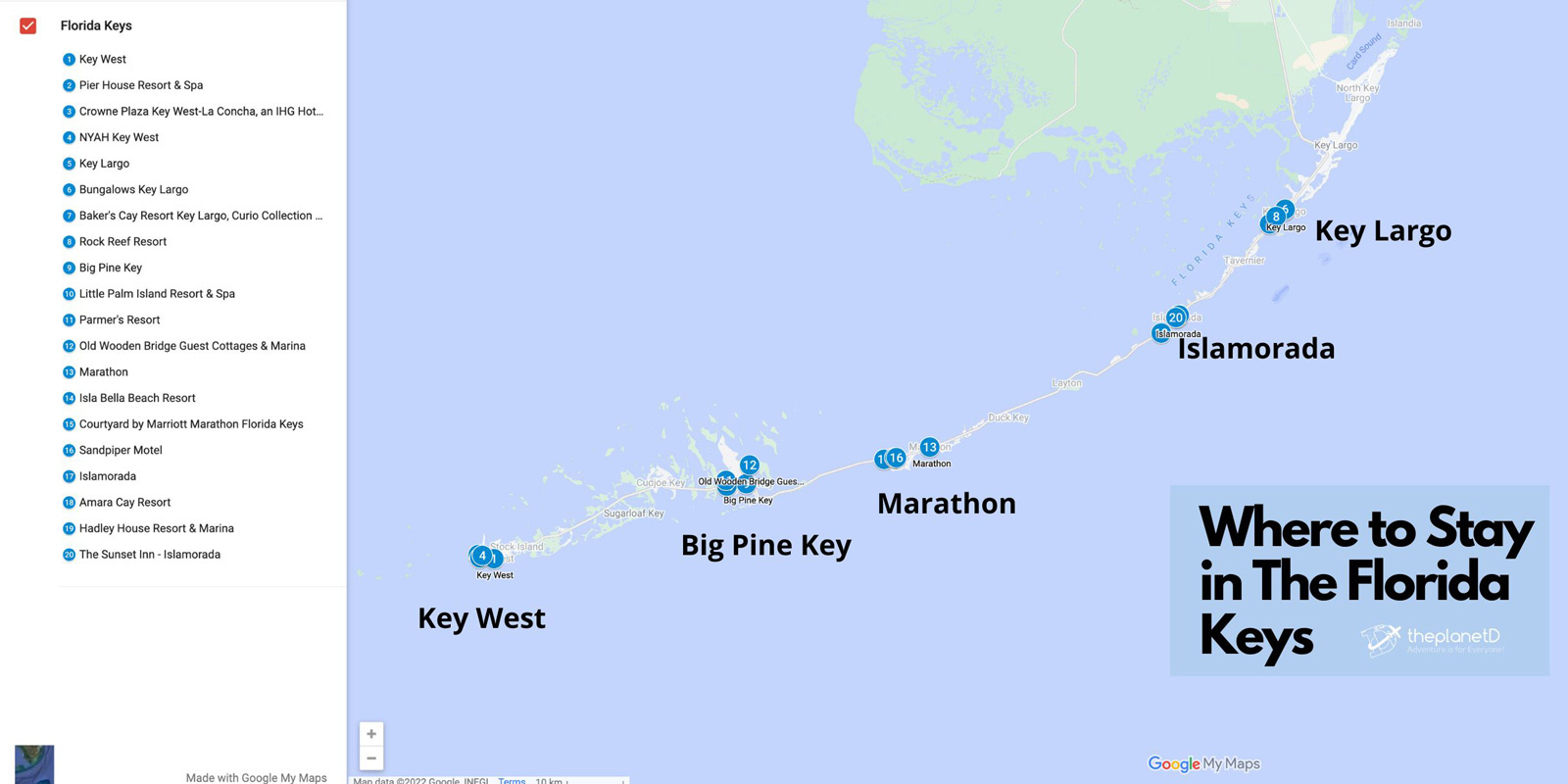 Where To Stay In The Florida Keys - The Planet D regarding Map of Florida Keys Hotels