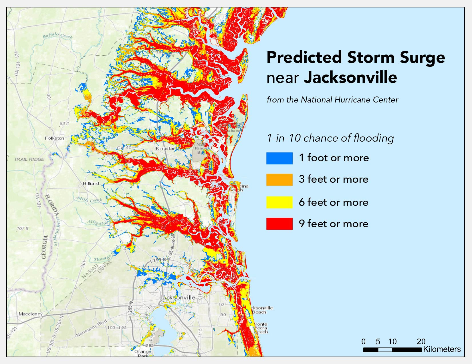 Where Will Hurricane Matthew Cause The Worst Flooding? - Temblor pertaining to Map of Flooding in Jacksonville Florida