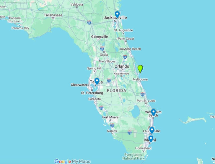 Map of Florida Cruise Ports Map of Florida Cruise Ports
