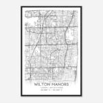 Wilton Manors Florida Map Poster, Modern Home Decor Wall Art Print   Custom  Maps & Posters For Map Of Wilton Manors Florida