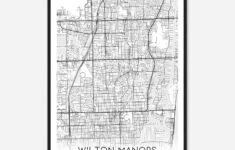 Wilton Manors Florida Map Poster, Modern Home Decor Wall Art Print - Custom  Maps &amp; Posters for Map of Wilton Manors Florida