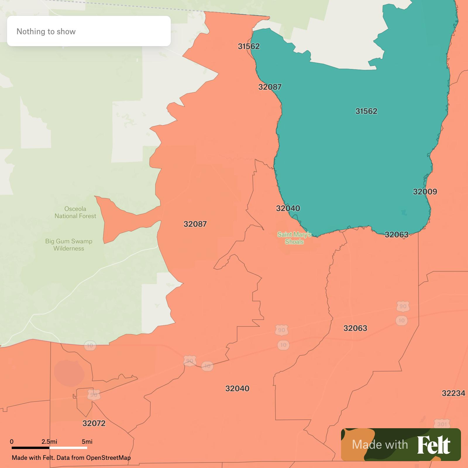 Zip Codes In Baker County, Florida throughout Map Of Baker County Florida